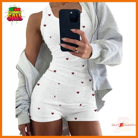 Ribbed Knit Pajama Set Sleeveless Top Shorts Lounge Sleepwear